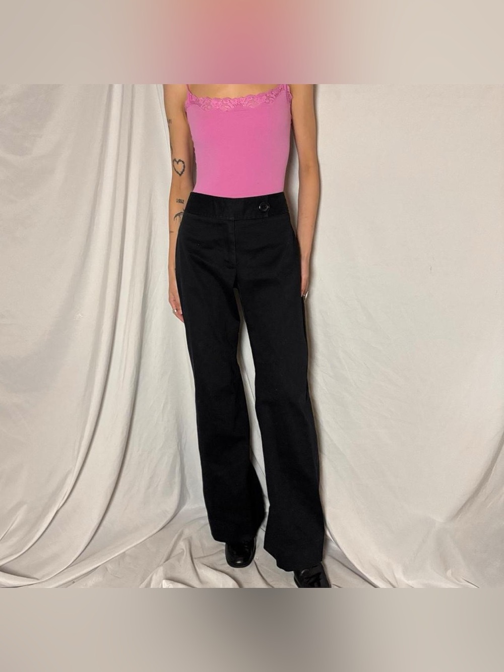 The Limited Black Low Rise Wide Leg Trouser Pants Size 6